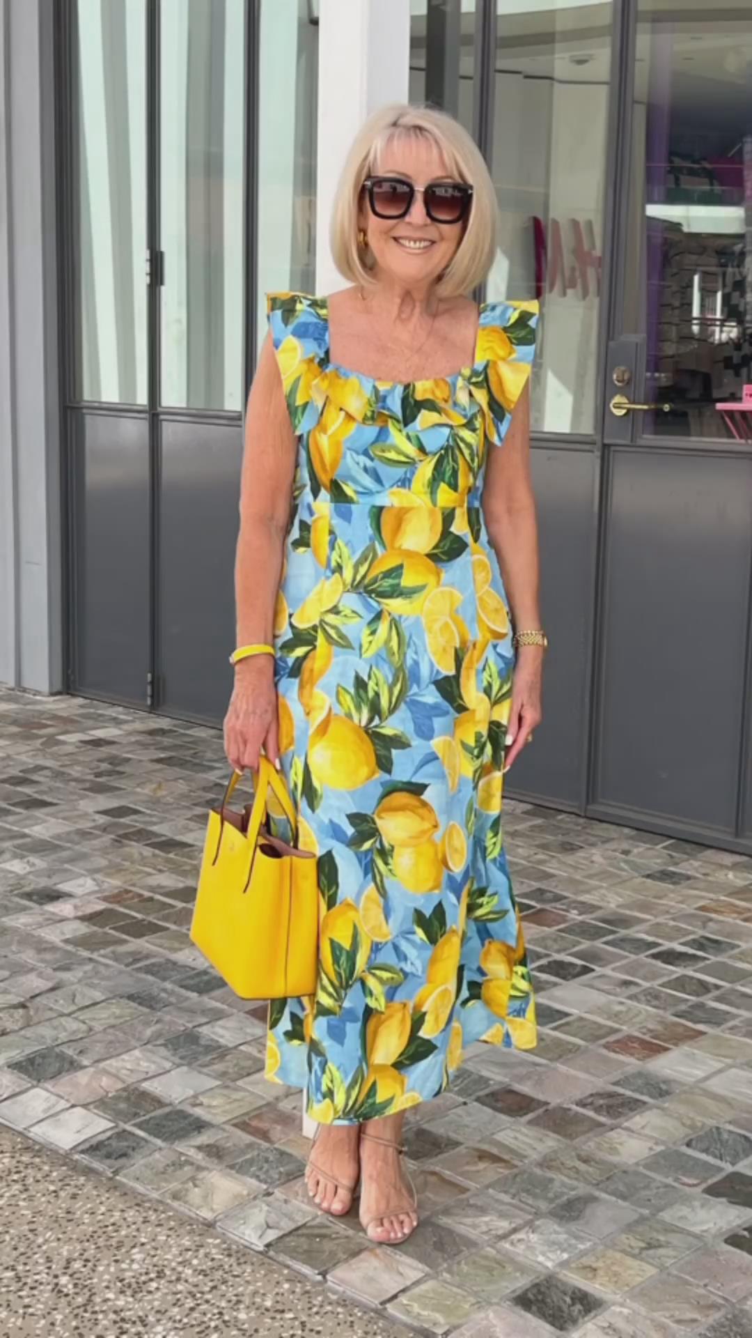 💥Vente chaude d'été 50% de réduction🍋Robe tunique oversize à imprimé citron