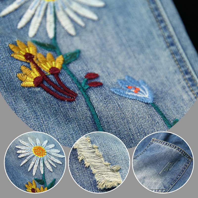 Jean brodé vintage pour femmes