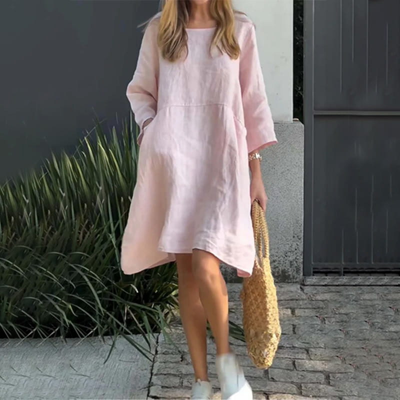 Robe en ajustement en liberté de couleur unie décontractée pour femmes avec poche