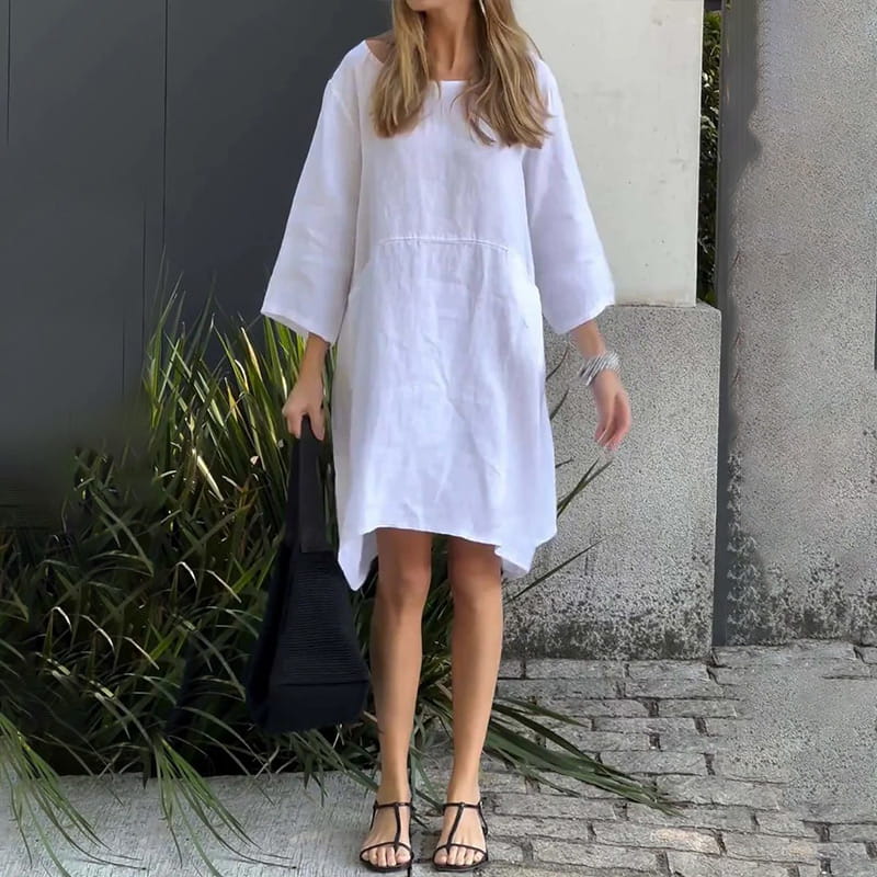 Robe en ajustement en liberté de couleur unie décontractée pour femmes avec poche