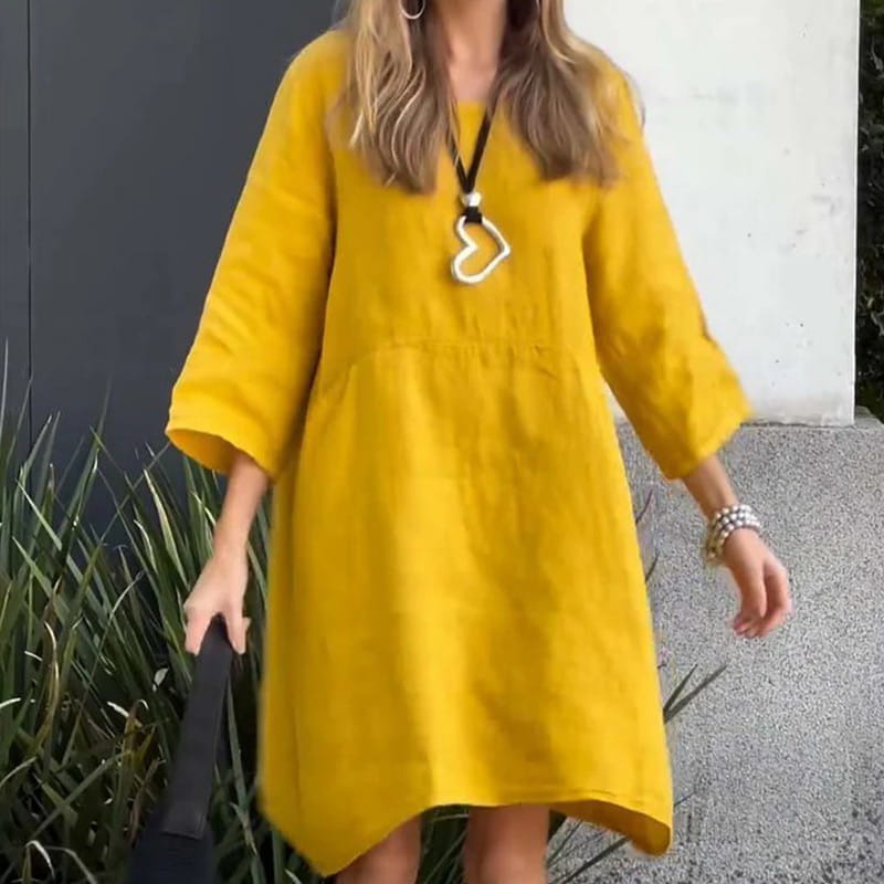 Robe en ajustement en liberté de couleur unie décontractée pour femmes avec poche