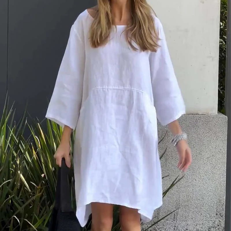 Robe en ajustement en liberté de couleur unie décontractée pour femmes avec poche