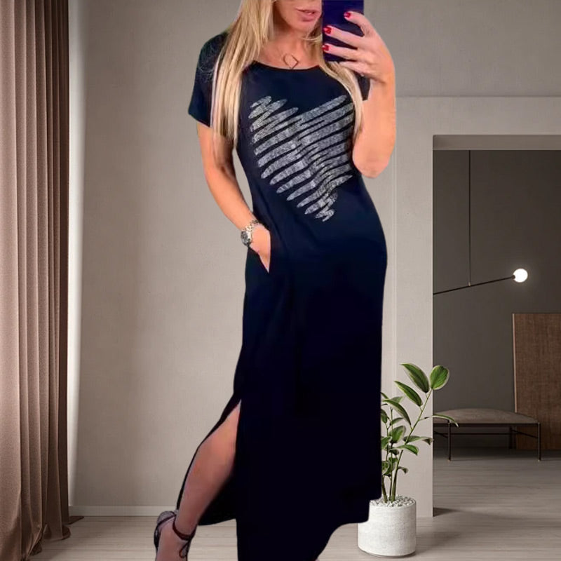 ⏰ Nouvelle vente chaude 49% de réduction 🎀Robe t-shirt longue avec fentes latérales
