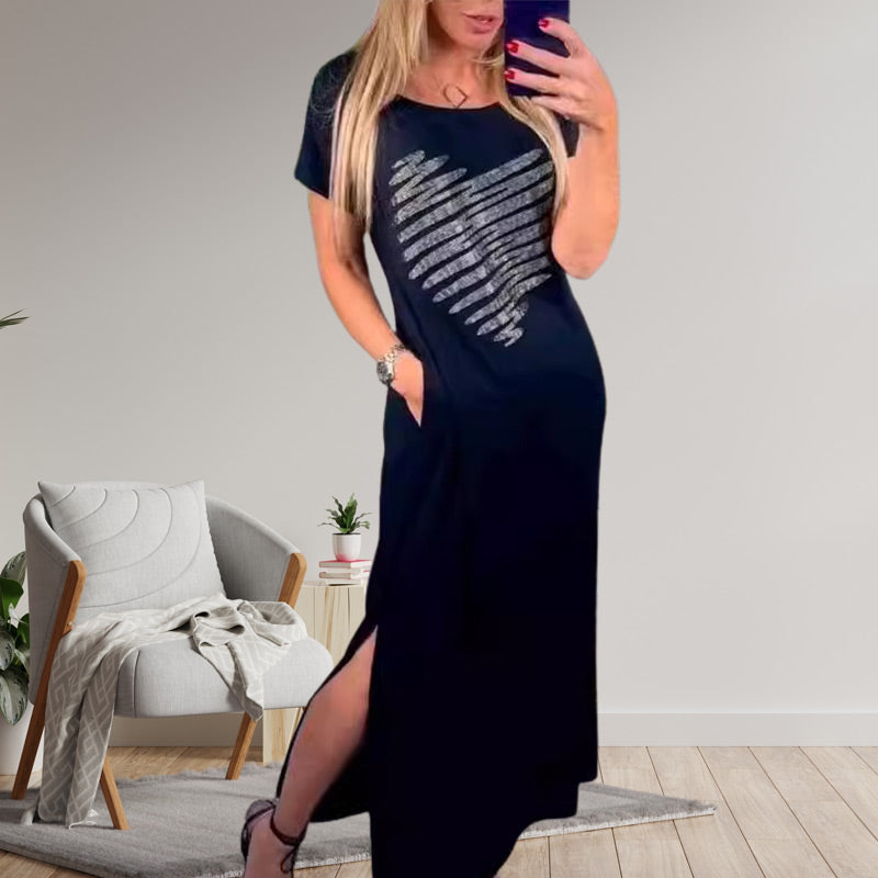 ⏰ Nouvelle vente chaude 49% de réduction 🎀Robe t-shirt longue avec fentes latérales