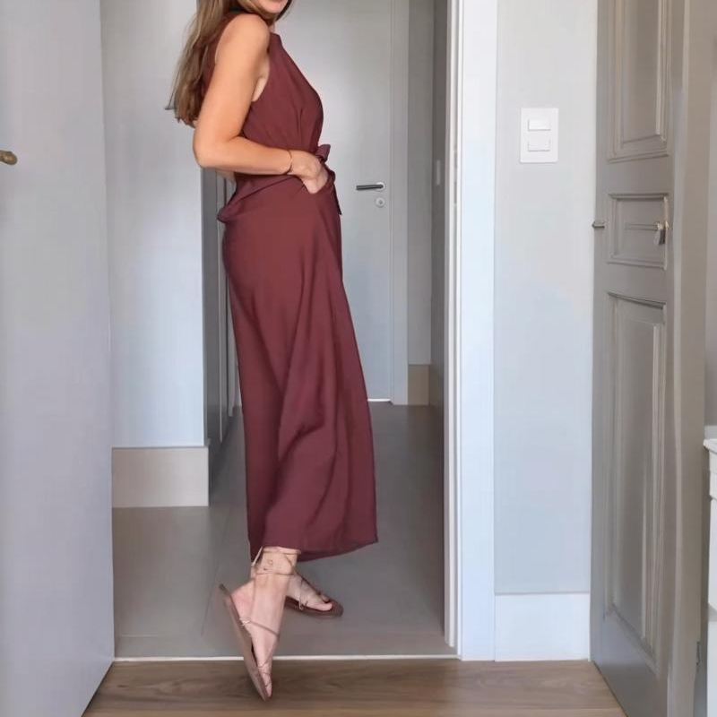 💖Femme Élégante Sans Manches Large Jambe Combinaison