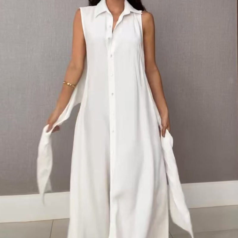 🌴Summer Specials🌴Chemise sans manches pour femme Robe longue avec lien à la taille