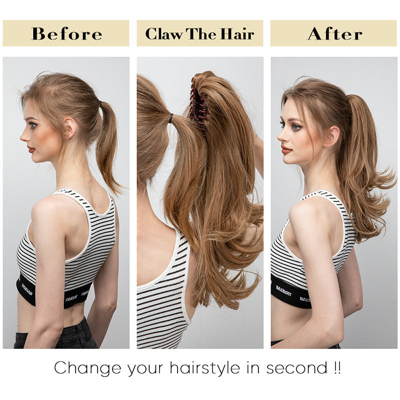 ✨Le secret de la confiance👸Femmes légèrement bouclés Fibre chimique Simulation de cheveux Fausse queue de cheval naturelle épingle à cheveux