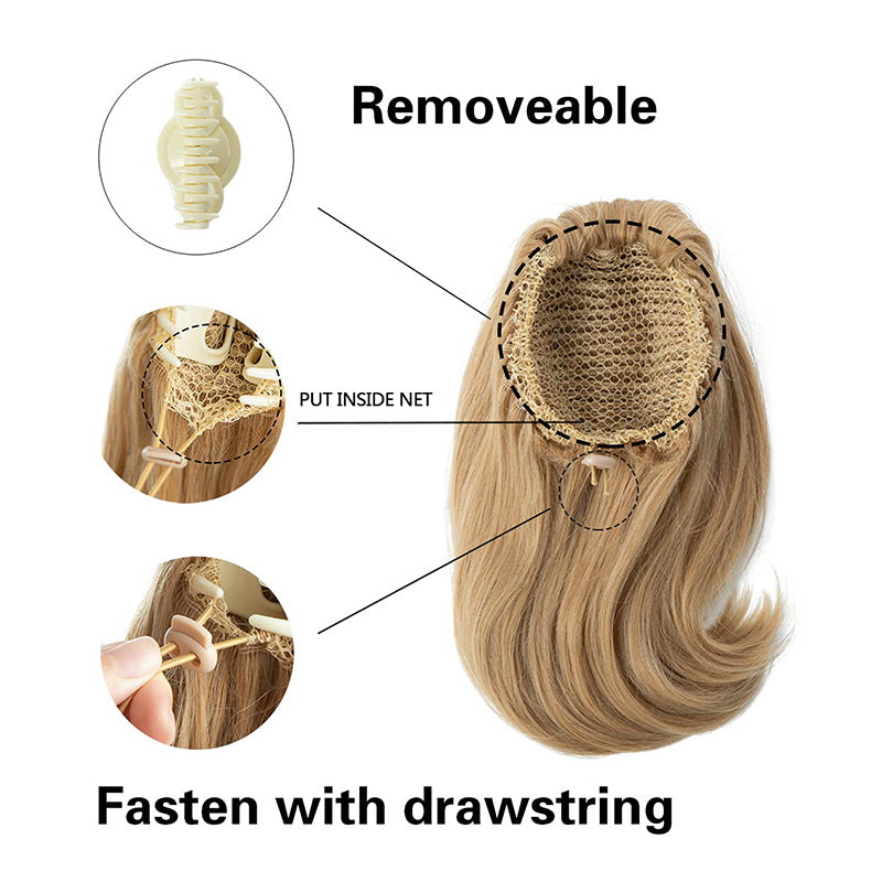 ✨Le secret de la confiance👸Femmes légèrement bouclés Fibre chimique Simulation de cheveux Fausse queue de cheval naturelle épingle à cheveux