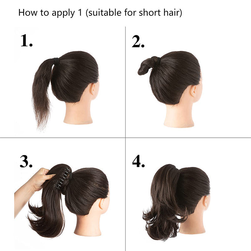 ✨Le secret de la confiance👸Femmes légèrement bouclés Fibre chimique Simulation de cheveux Fausse queue de cheval naturelle épingle à cheveux
