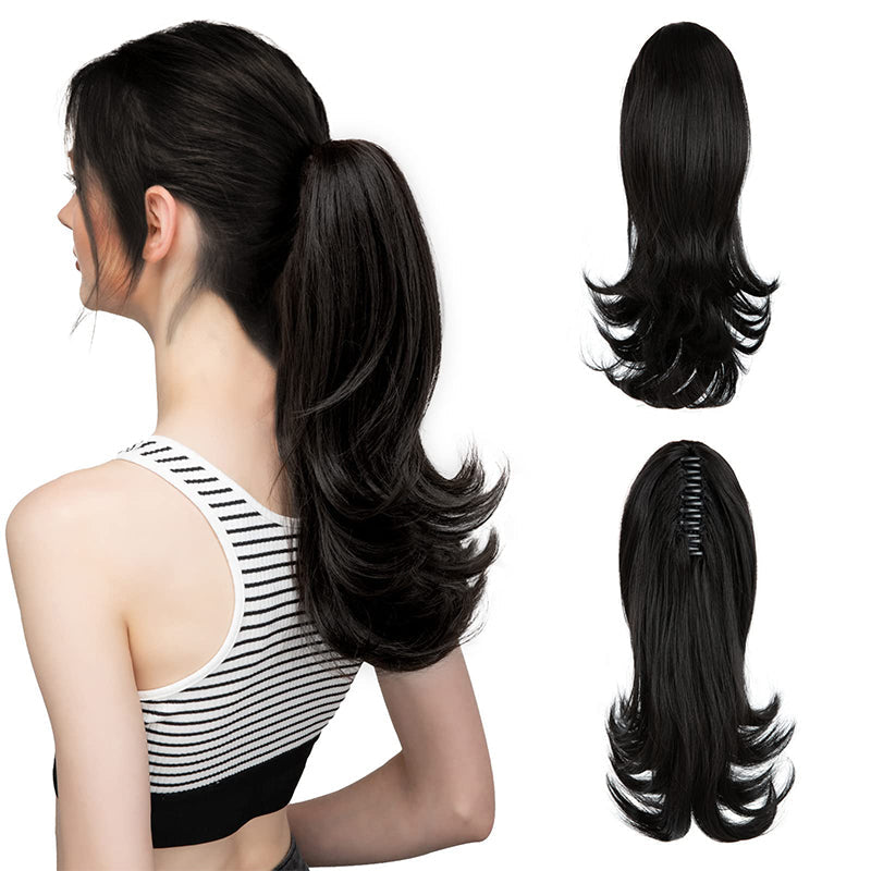 ✨Le secret de la confiance👸Femmes légèrement bouclés Fibre chimique Simulation de cheveux Fausse queue de cheval naturelle épingle à cheveux