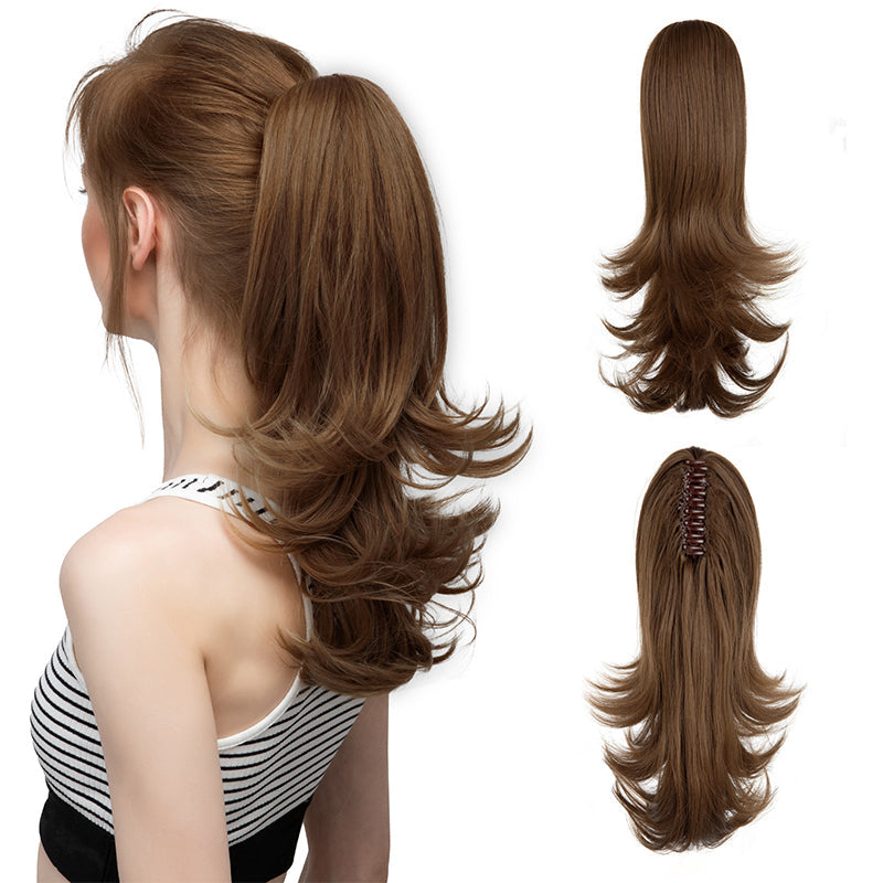 ✨Le secret de la confiance👸Femmes légèrement bouclés Fibre chimique Simulation de cheveux Fausse queue de cheval naturelle épingle à cheveux