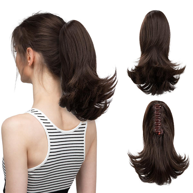✨Le secret de la confiance👸Femmes légèrement bouclés Fibre chimique Simulation de cheveux Fausse queue de cheval naturelle épingle à cheveux