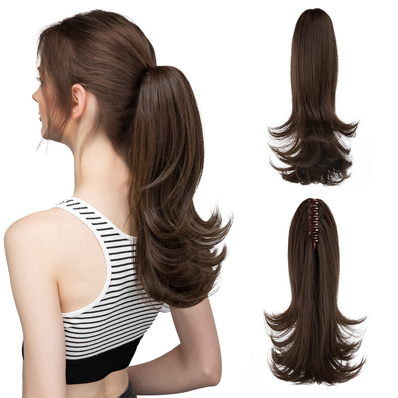 ✨Le secret de la confiance👸Femmes légèrement bouclés Fibre chimique Simulation de cheveux Fausse queue de cheval naturelle épingle à cheveux