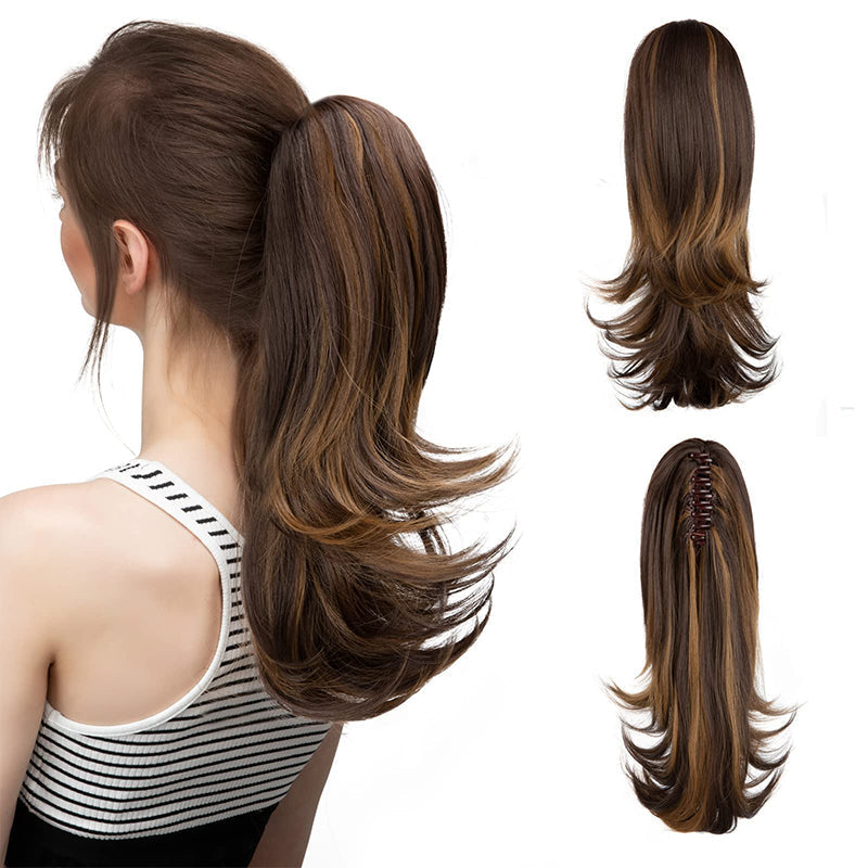 ✨Le secret de la confiance👸Femmes légèrement bouclés Fibre chimique Simulation de cheveux Fausse queue de cheval naturelle épingle à cheveux