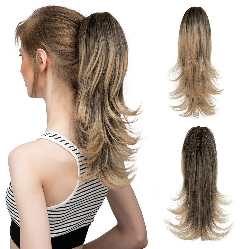✨Le secret de la confiance👸Femmes légèrement bouclés Fibre chimique Simulation de cheveux Fausse queue de cheval naturelle épingle à cheveux