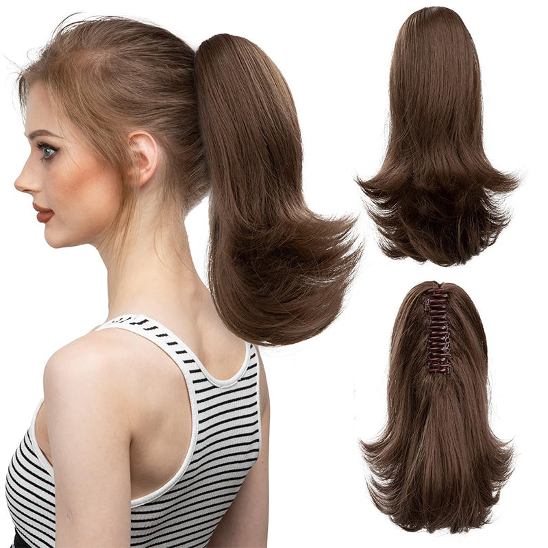 ✨Le secret de la confiance👸Femmes légèrement bouclés Fibre chimique Simulation de cheveux Fausse queue de cheval naturelle épingle à cheveux