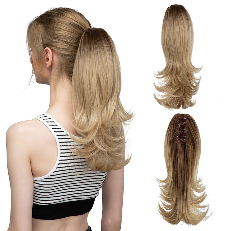 ✨Le secret de la confiance👸Femmes légèrement bouclés Fibre chimique Simulation de cheveux Fausse queue de cheval naturelle épingle à cheveux