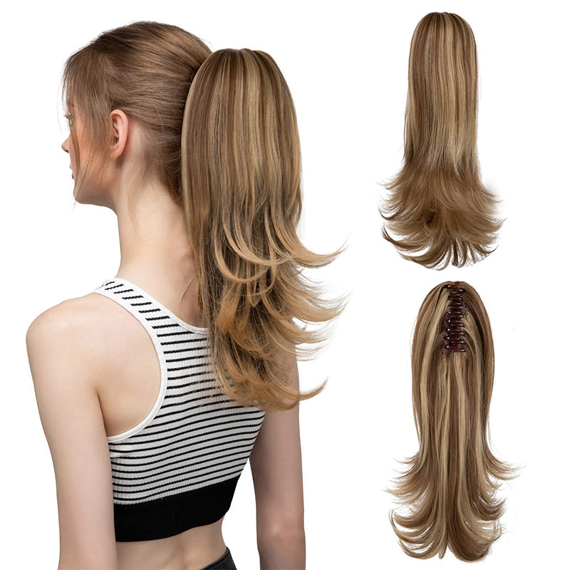 ✨Le secret de la confiance👸Femmes légèrement bouclés Fibre chimique Simulation de cheveux Fausse queue de cheval naturelle épingle à cheveux