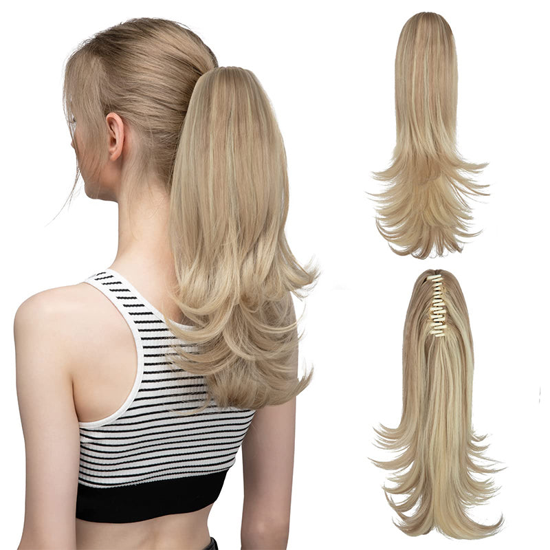 ✨Le secret de la confiance👸Femmes légèrement bouclés Fibre chimique Simulation de cheveux Fausse queue de cheval naturelle épingle à cheveux