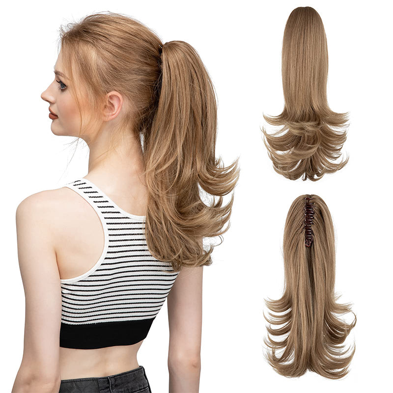 ✨Le secret de la confiance👸Femmes légèrement bouclés Fibre chimique Simulation de cheveux Fausse queue de cheval naturelle épingle à cheveux