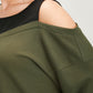 🔥Last Day Sale 50%🔥Colorblock Contrast Waffle Knit Cold Shoulder Sweatshirt