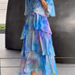 Stylish And Elegant Printed Chiffon Dress（49% OFF）