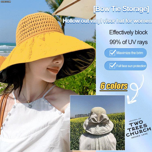 🎁Hot Sale 49% OFF⏳Can Store Black Rubber Bow Shaped Sunshade Hat