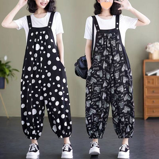 🔥Casual Loose Jumpsuit with Pockets & Solid Color T-Shirt Two-Piece Set