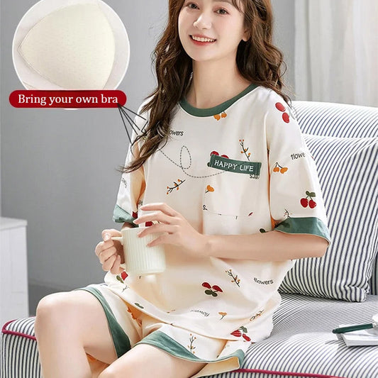 🎁Buy 2 Free Shipping⏳Cute Cartoon Printed Loose Cozy Loungewear Set with Built-in Bra Pads