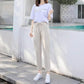 Pantalon Sarouel en Coton pour Femmes avec Cordon de Serrage en Été