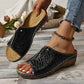 Peep Toe Slip on Wedge Sandals for Women