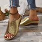 Peep Toe Slip on Wedge Sandals for Women