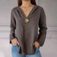 🌟Fashion new favorite🌟Solid Color V-Neck Button Breathable Hooded Top