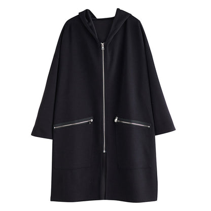 Mid-Length Oversized Hooded Loose Jacket