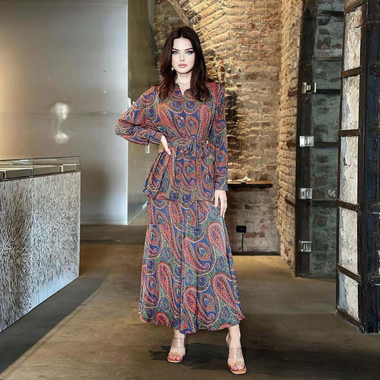 Women’s Elegant Paisley Pattern Maxi Dress