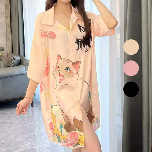 Women's Cooling Breathable Printed Button-Down Nightgown