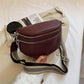 Multi-Pocket Chest Bag Women Leather Solid Crossbody Saddle Purse