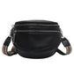 Multi-Pocket Chest Bag Women Leather Solid Crossbody Saddle Purse