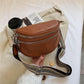 Multi-Pocket Chest Bag Women Leather Solid Crossbody Saddle Purse