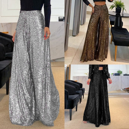 🎅Early Xmas Sales 🎄Women’s Trendy Sequin High Waist Wide Leg Pants