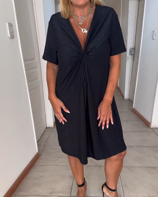 🔥2024 HOT SALE🔥V-neck Twist Short-sleeved Dress