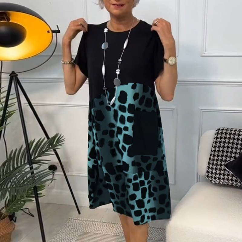 🌹Printemps 50% de réduction🌹Robe décontractée imprimée à encolure ronde et manches courtes