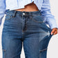 Jeans stretch cargo à jambe large et à taille haute pour femmes