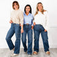Jeans stretch cargo à jambe large et à taille haute pour femmes