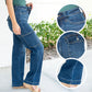 Jeans stretch cargo à jambe large et à taille haute pour femmes
