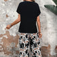 🌸Promotions d'été🌸Ensemble pantalon large et haut à manches courtes pour femmes, décontracté, imprimé floral