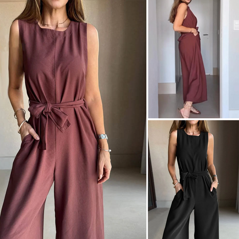 💖Femme Élégante Sans Manches Large Jambe Combinaison