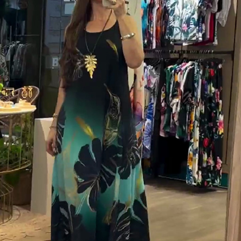 💖DERNIER JOUR DE VENTE 50 % de réduction💖Femme Ample Imprimé Sans Manches Maxi Dress