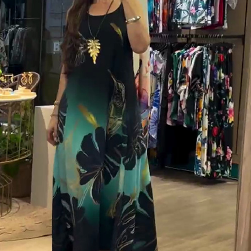 💖DERNIER JOUR DE VENTE 50 % de réduction💖Femme Ample Imprimé Sans Manches Maxi Dress