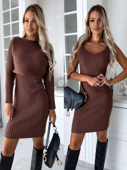 🎅🎄Christmas Early Sale 40% OFF🎄Knit Pullover Sweater and Cami Dress Set